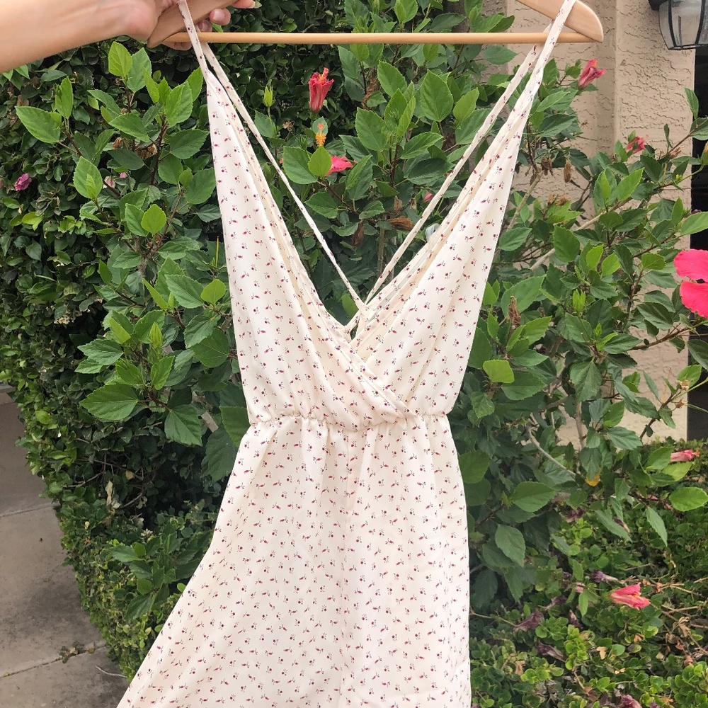 Hanger 221 Floral Romper Crossed Spaghetti Straps